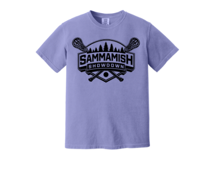 Purple T-shirt with black design- Adult sizes
